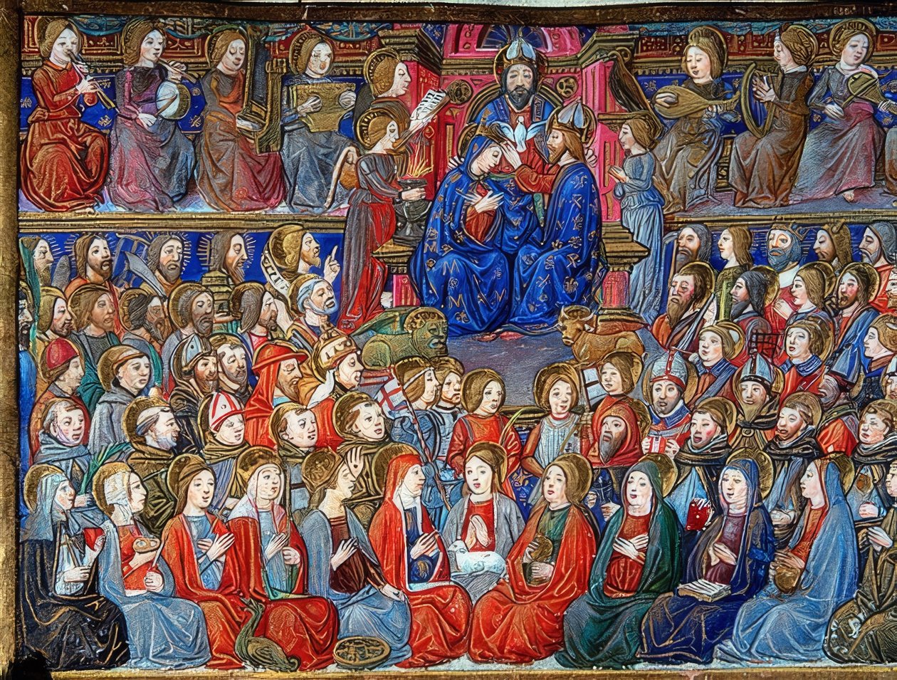 Korunovace Marie (c.151v). 1476 od Cristoforo De Predis