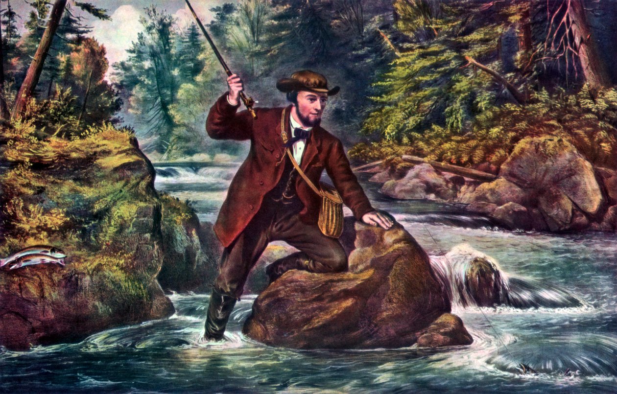 Lov pstruhů potočních, 1862. od Currier and Ives