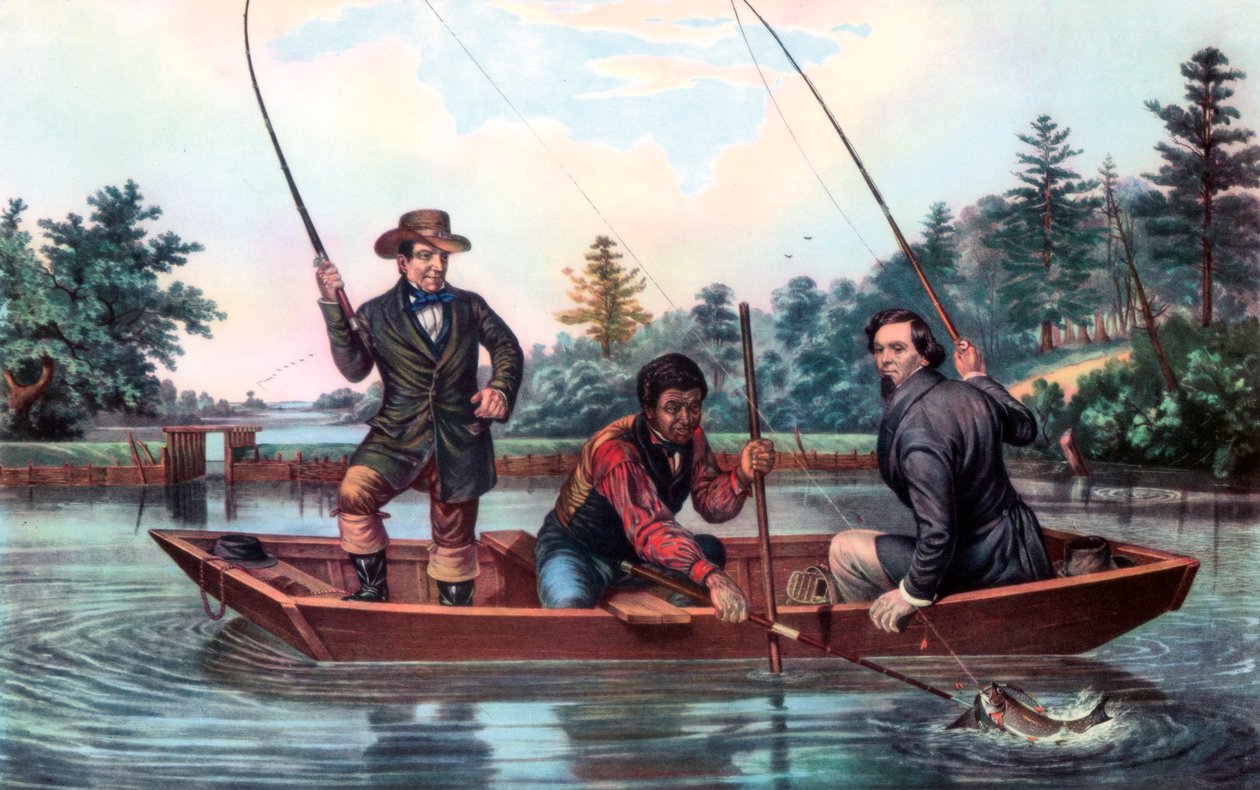 Chytání pstruha, 1854. od Currier and Ives