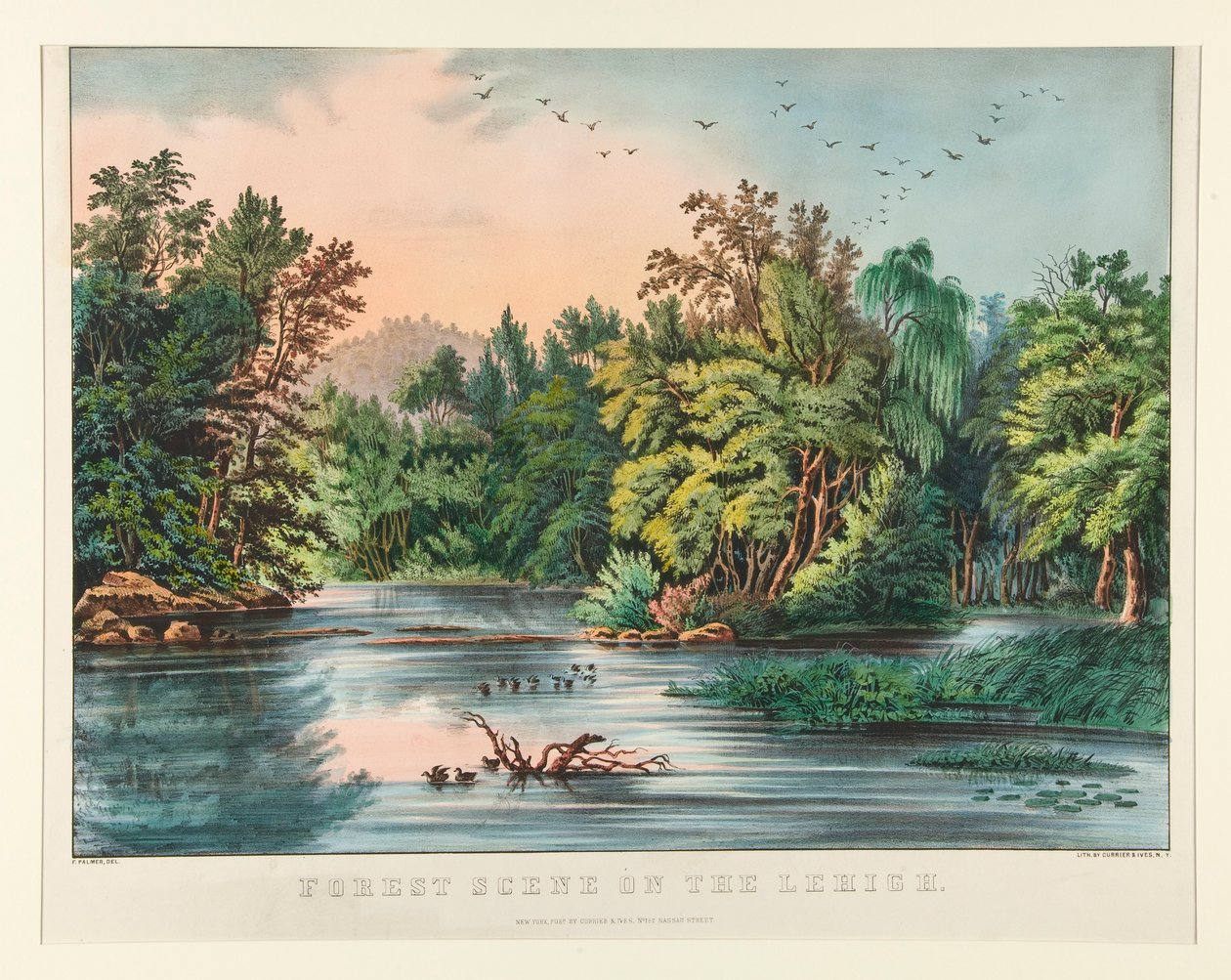 Lesní scéna na Lehigh od Currier and Ives