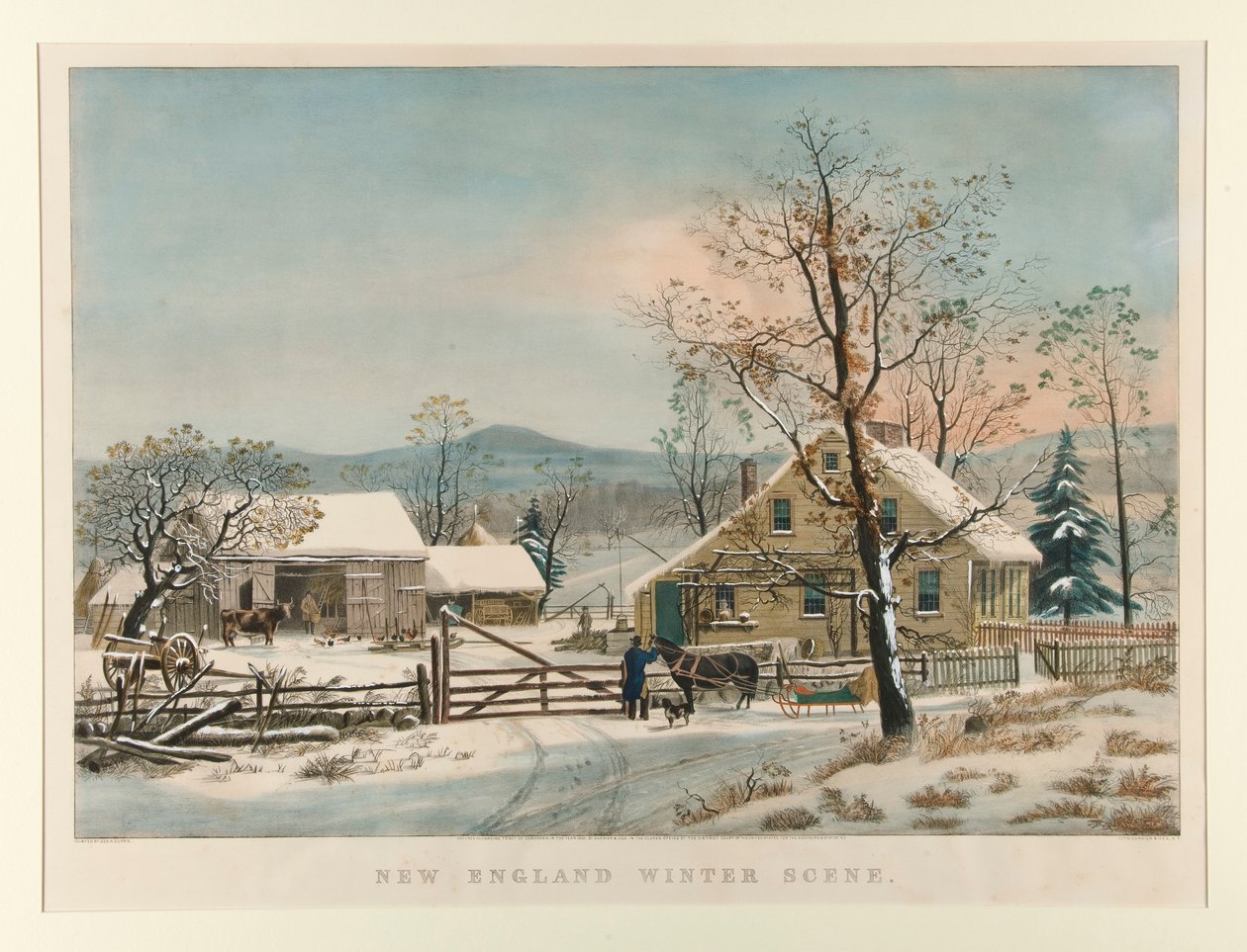 Zimní scéna v Nové Anglii od Currier and Ives