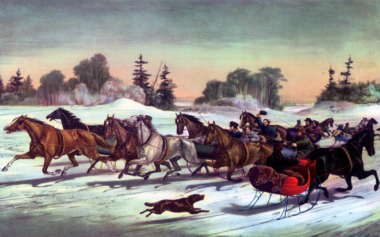 Klusavé trhliny na sněhu, 1858. od Currier and Ives
