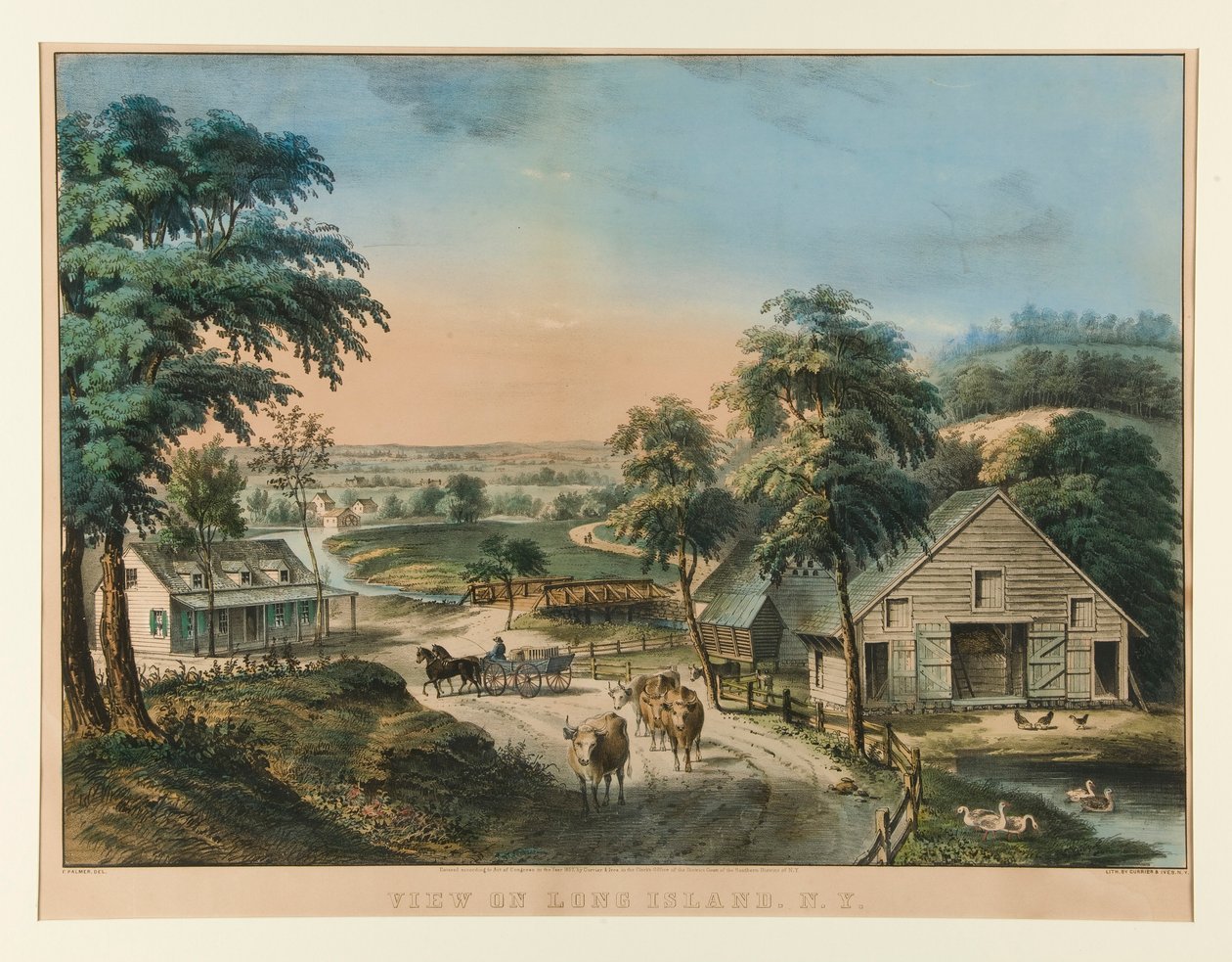 Pohled na Long Island, NY od Currier and Ives