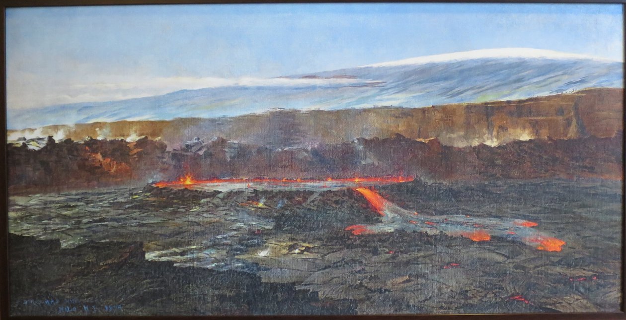 Erupce, kráter Halemaumau v Kilauea Calderan od D. Howard Hitchcock
