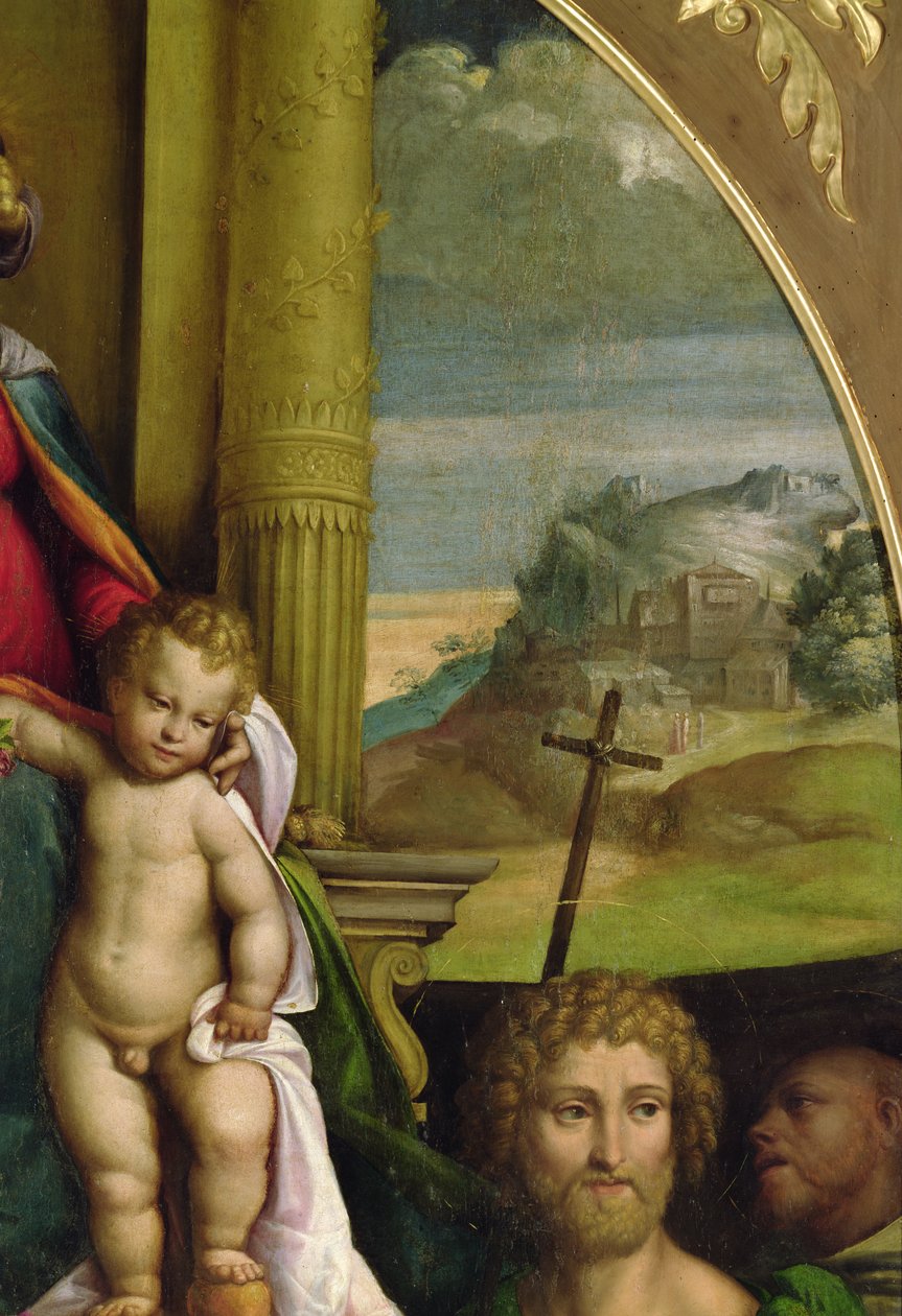 Panna trůnící, detail Ježíška (olej) (viz 33422) od D. and Garofalo Dossi