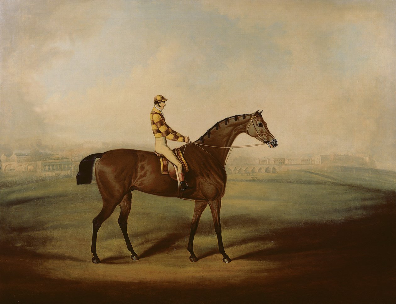 Portrét Bruitandorfa s žokejem a Chester Racecourse Beyond od Daniel Clowes