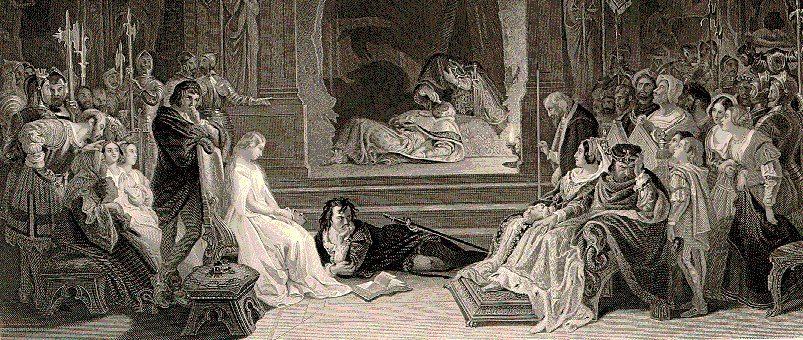 Scéna hry Hamlet od Daniel Maclise