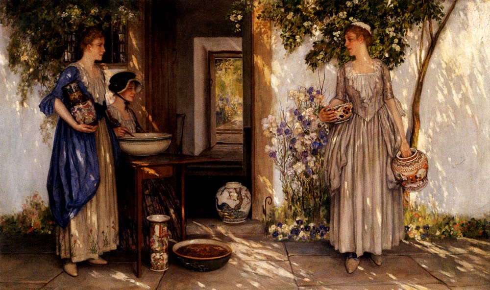 Jeanne na terase od Daniel Ridgway Knight