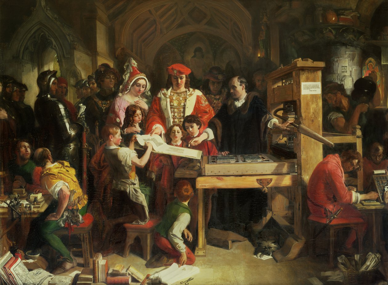 Tiskařský lis Caxton od Daniel Maclise