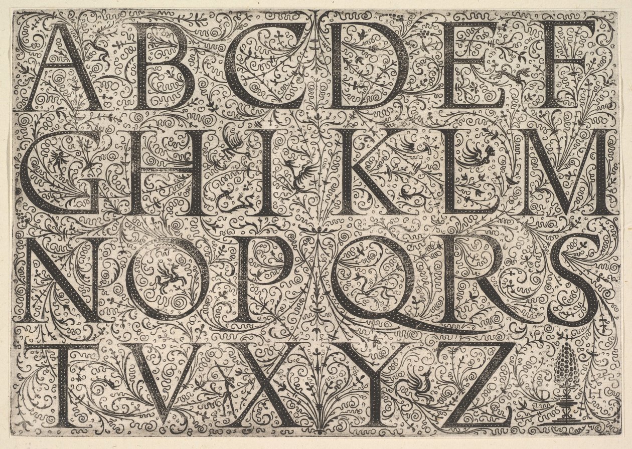 římská velká abeceda, ca. 1520. od Daniel Hopfer