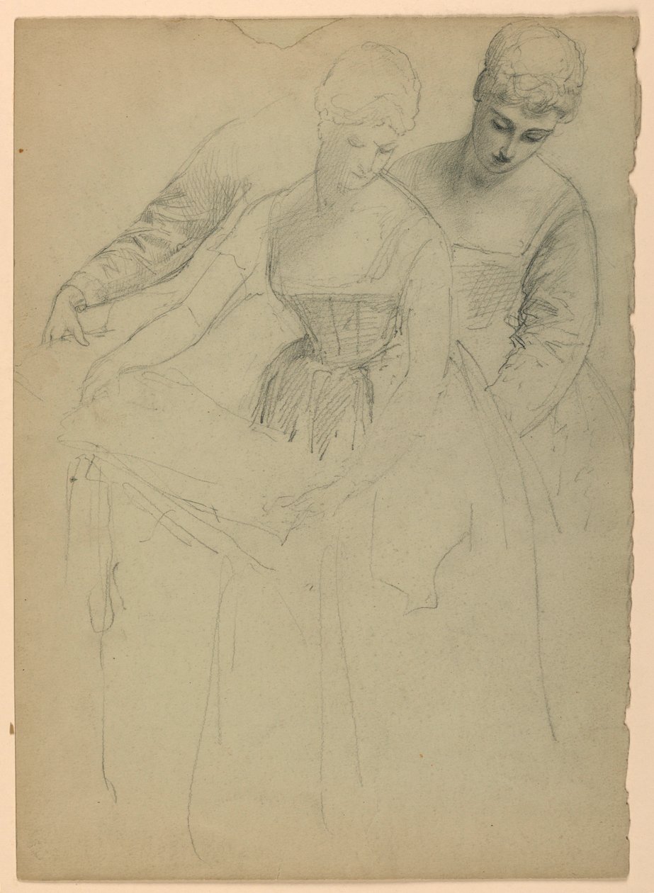 Kresba, stojící žena, oddělená, 1860 od Daniel Huntington