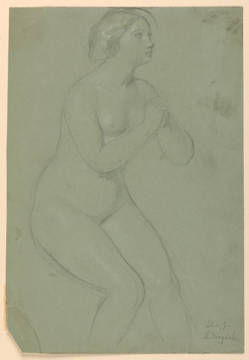 Studie ženského aktu pro "A Magdalen" od Daniel Huntington