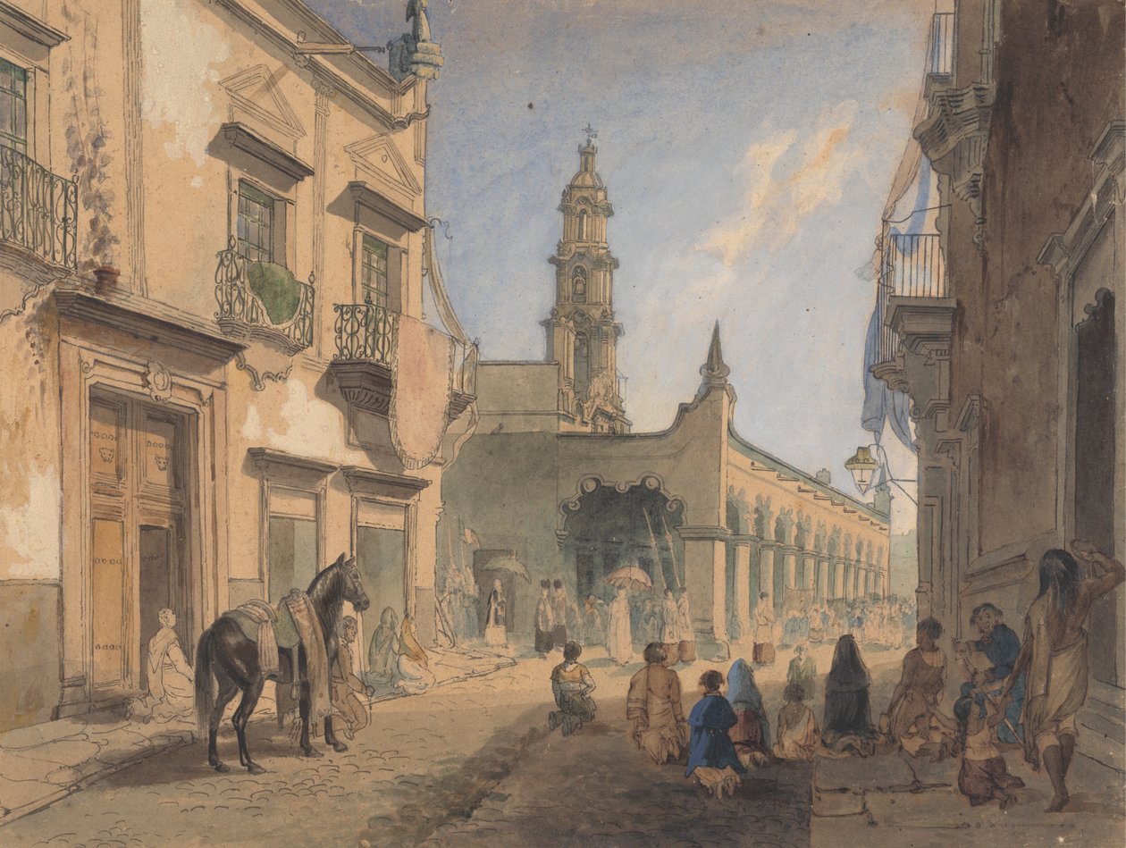 Mexická pouliční scéna - Caliente Waters od Daniel Thomas Egerton