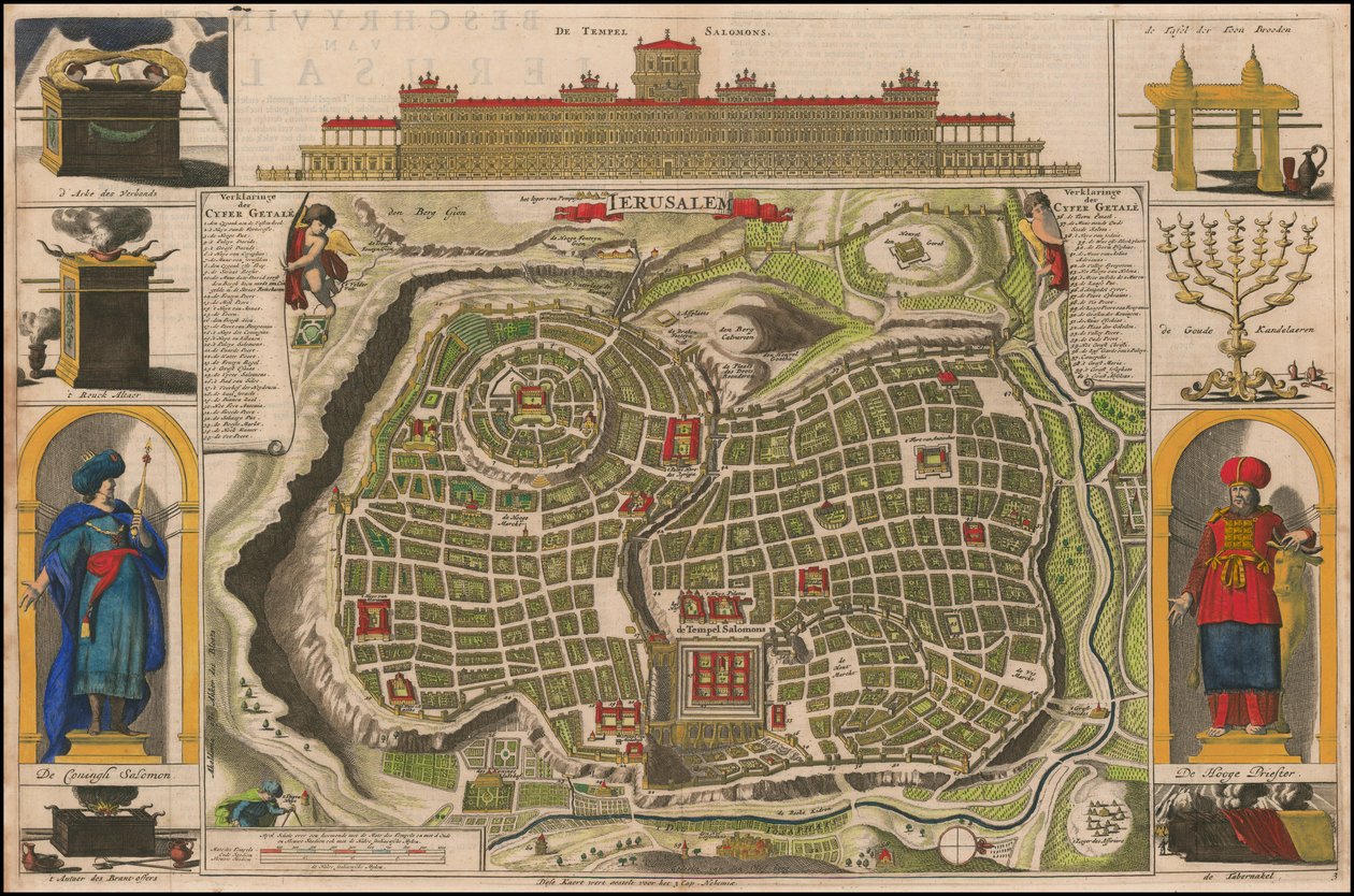 Mapa Jeruzaléma z roku 1690 od Daniela Stoopendaala od Daniël Stopendaal