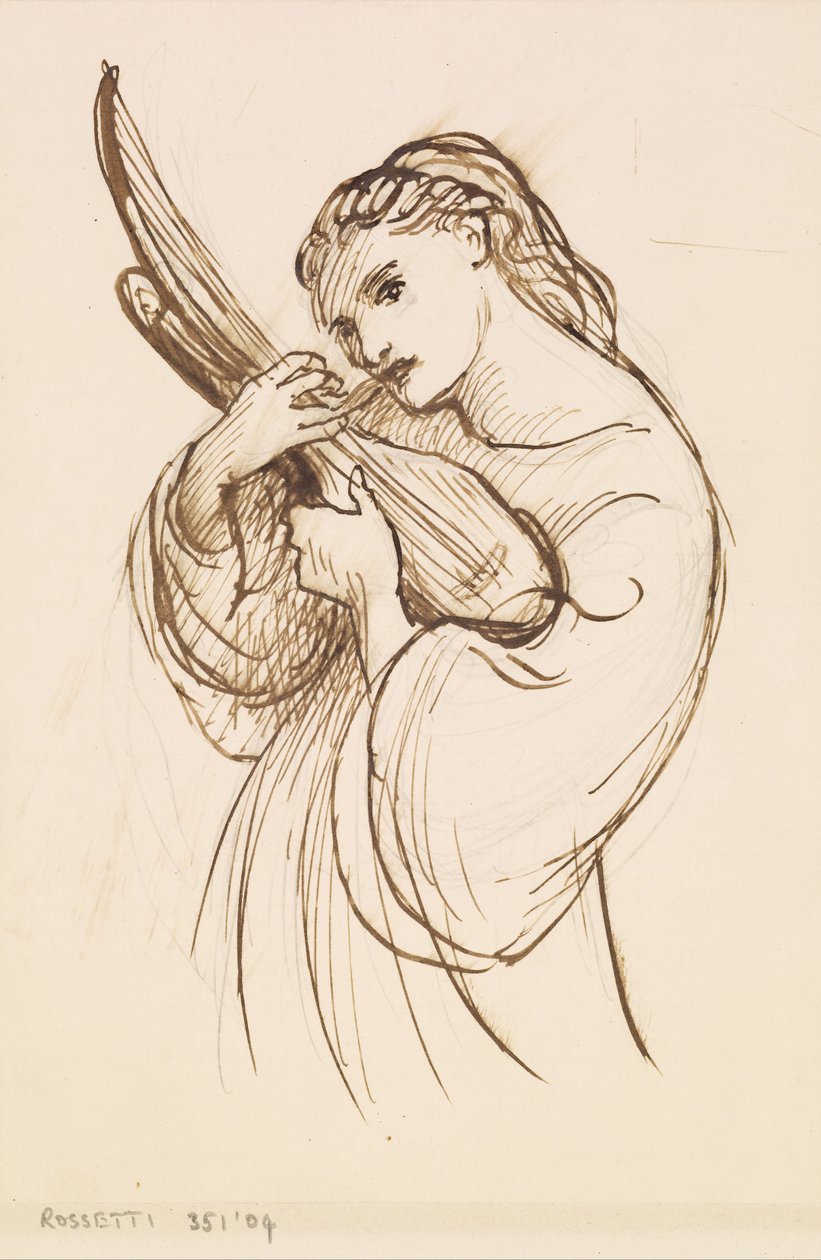 Dívka s hudebním nástrojem od Dante Gabriel Charles Rossetti