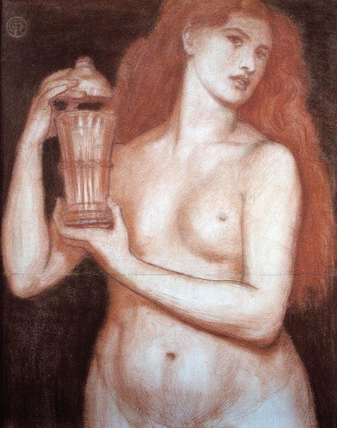 Pandora (křída na papíře) od Dante Gabriel Charles Rossetti
