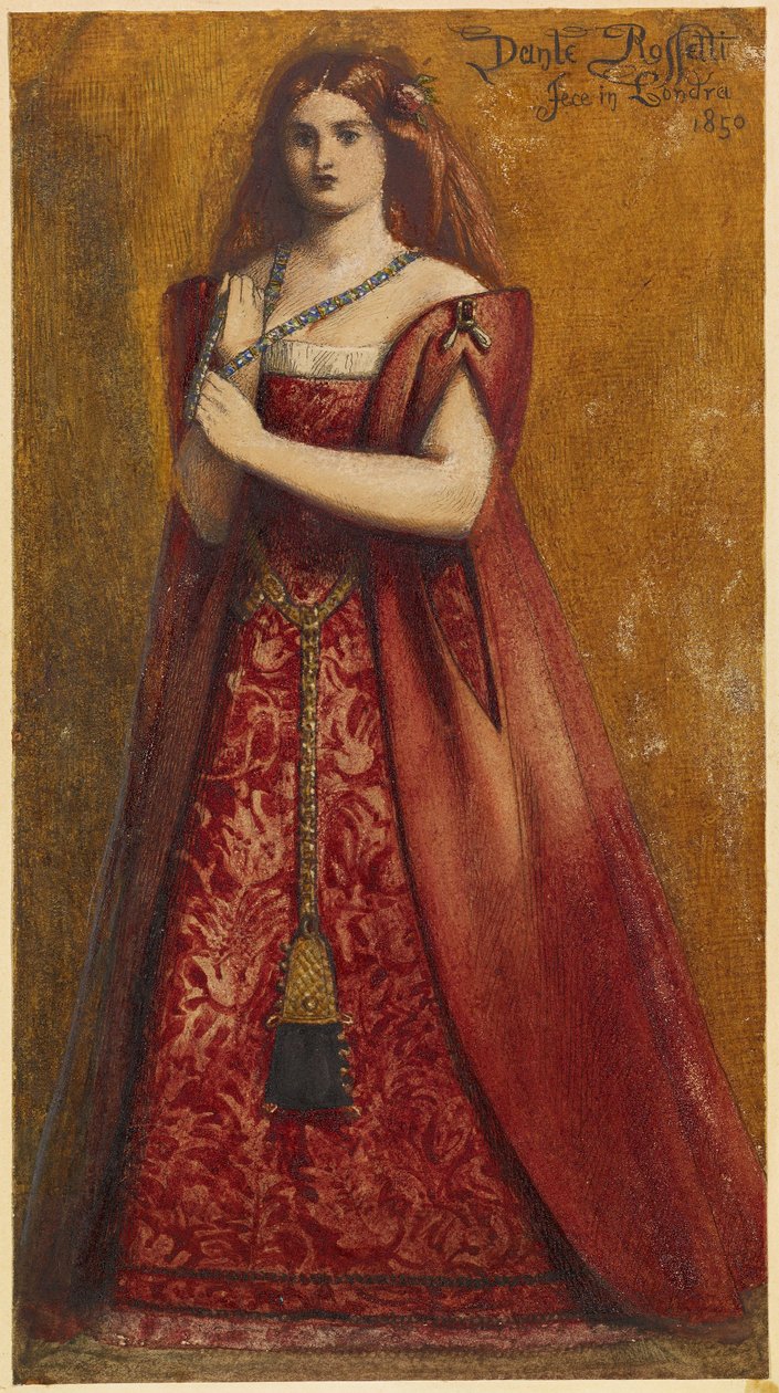 Červené šaty od Dante Gabriel Charles Rossetti