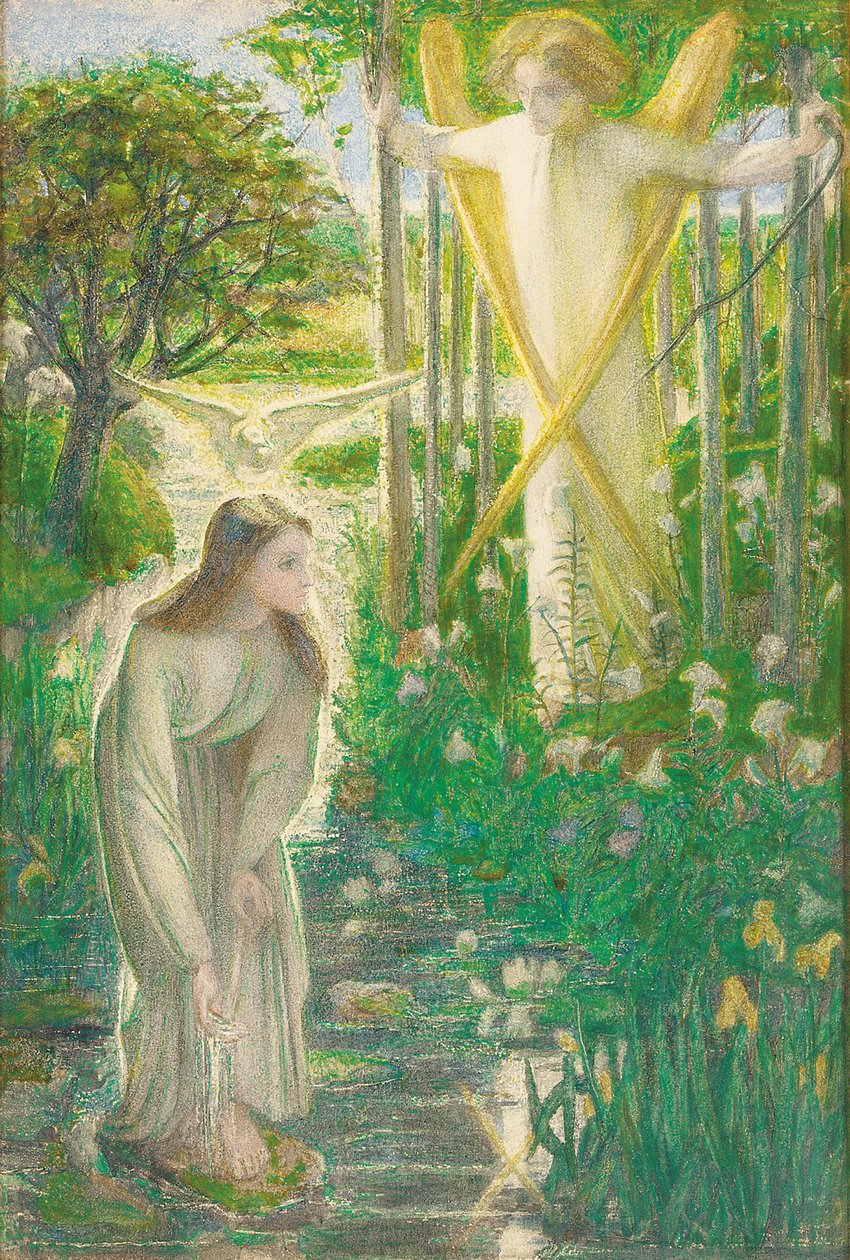 Zvěstování, 1855 od Dante Gabriel Charles Rossetti