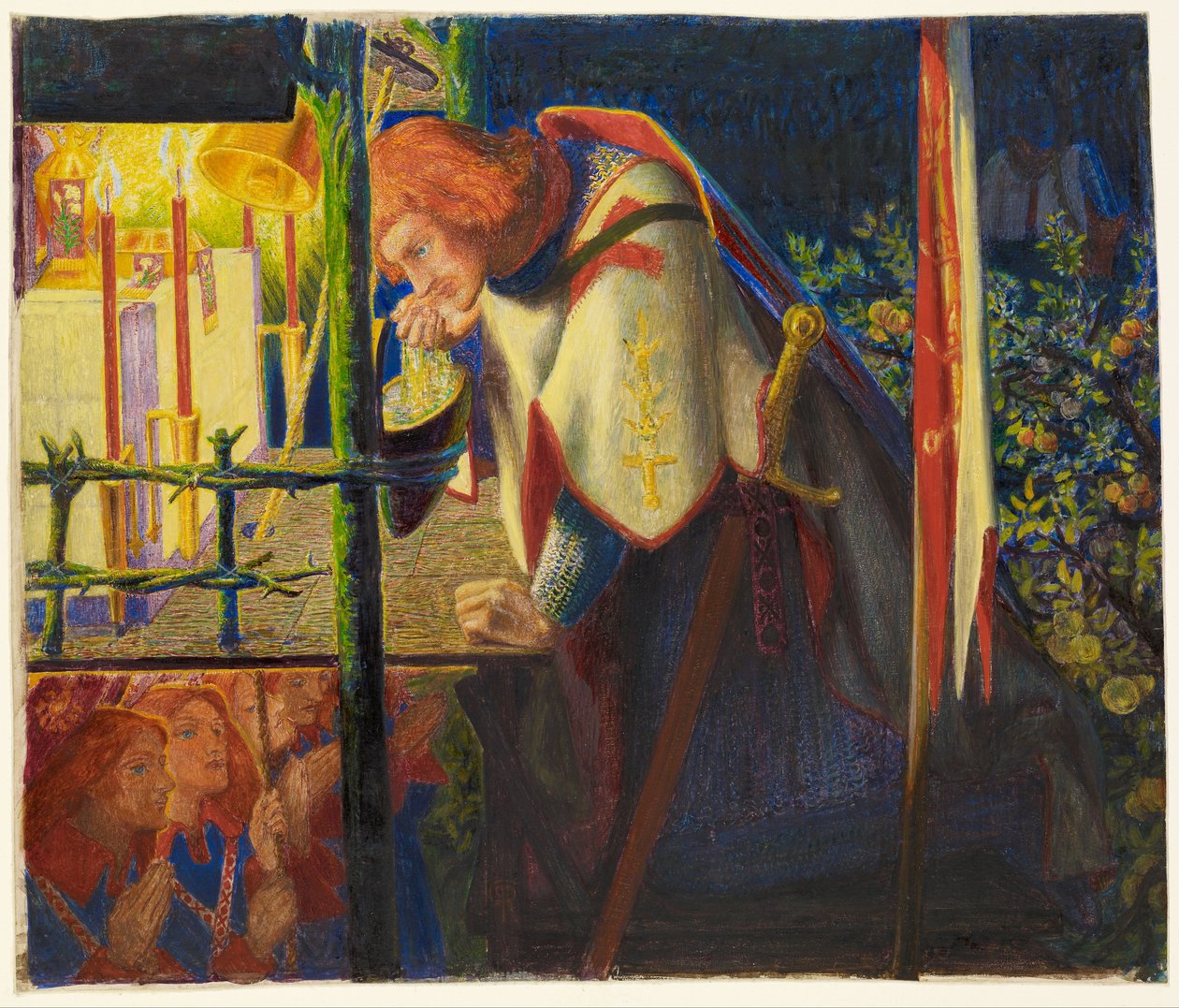 Sir Galahad ve zničené kapli od Dante Gabriel Rossetti