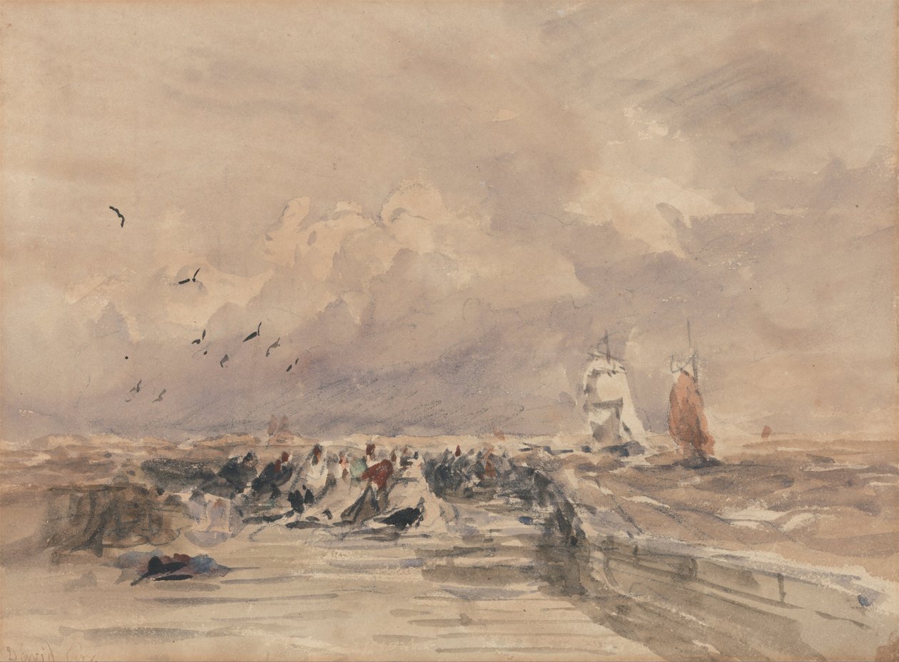Dieppe Pier, Stiff Breeze od David Cox