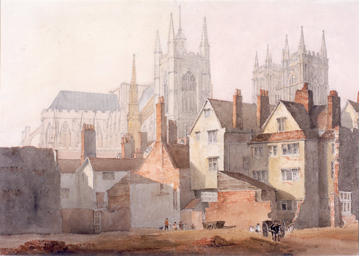 Old Westminster, 1811 (tužka a wc na tkaném papíře) od David Cox