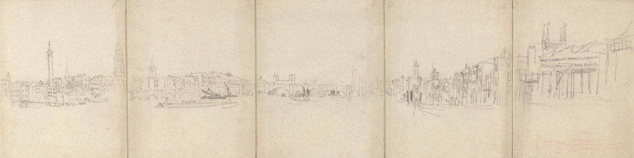 Panorama starého londýnského mostu od David Cox