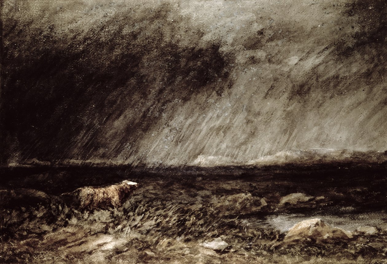 The Challenge on the Moors, poblíž Bettws-y-Coed, North Wales, 1853, od David Cox