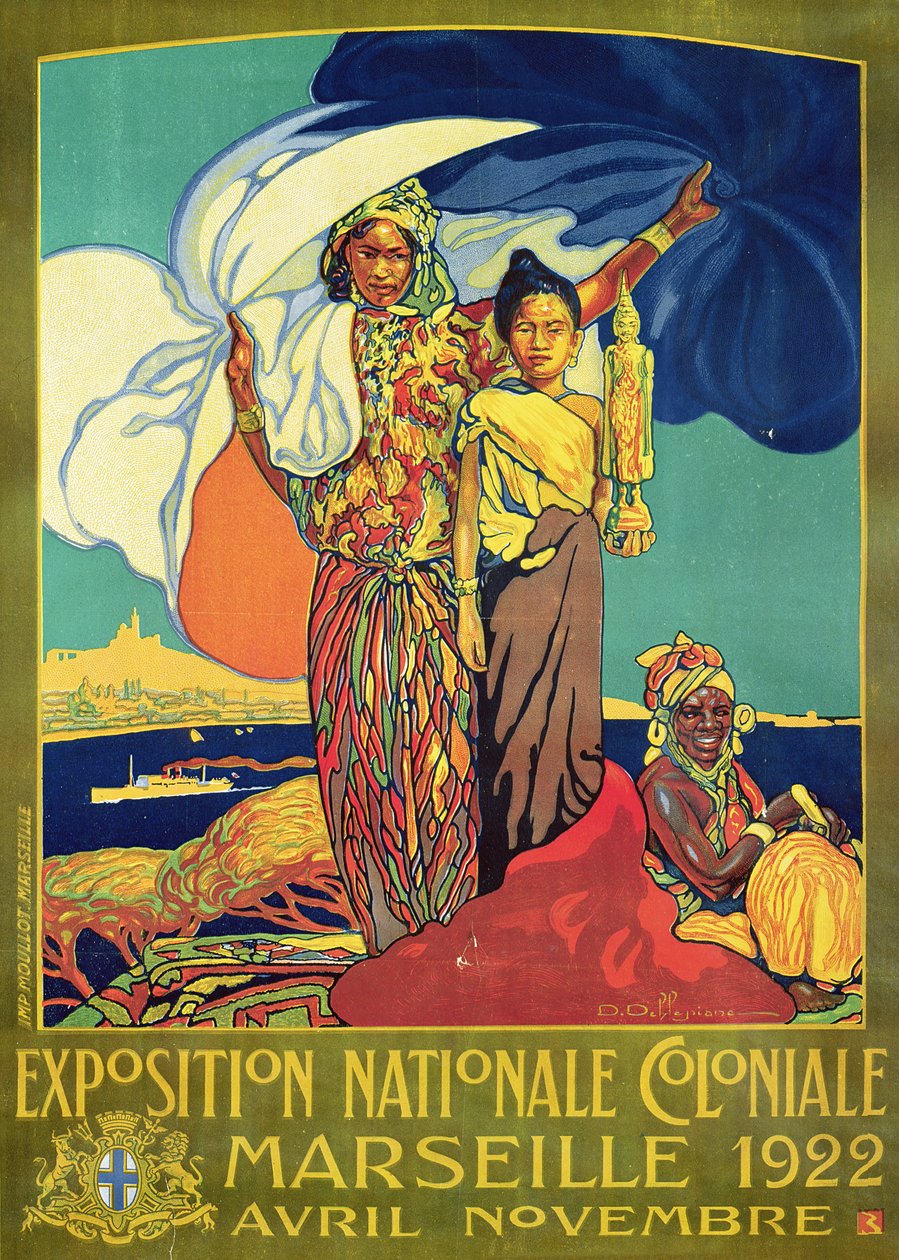 Plakát inzerující „Exposition Nationale Coloniale“, Marseille, duben až listopad 1922 od David Dellepiane