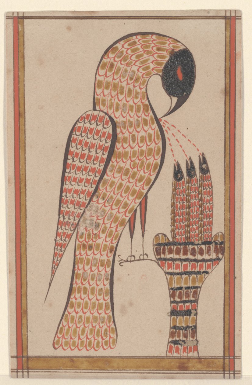 Pelican in its Piety, Fraktur Painting, c.1810 (pero a inkoust s wc na papíře) od David Kulp