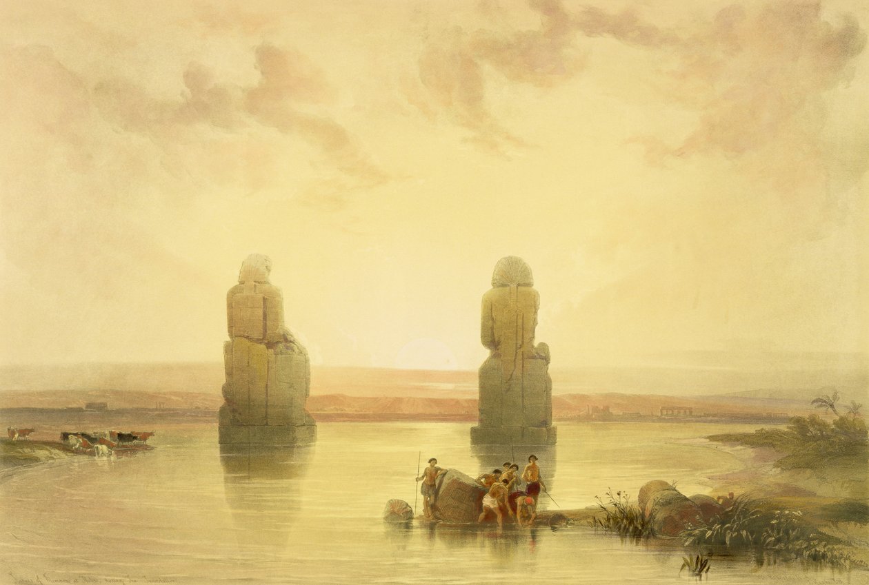 Memnonovy kolosy v Thébách během potopy z Egypta a Núbie, sv.1 od David Roberts
