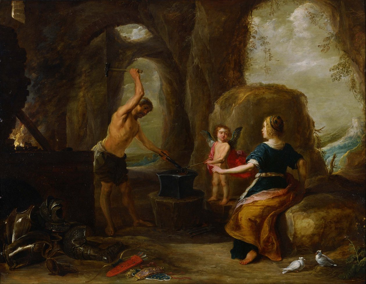 Venuše na návštěvě vulkánské kovárny od David Teniers the Elder