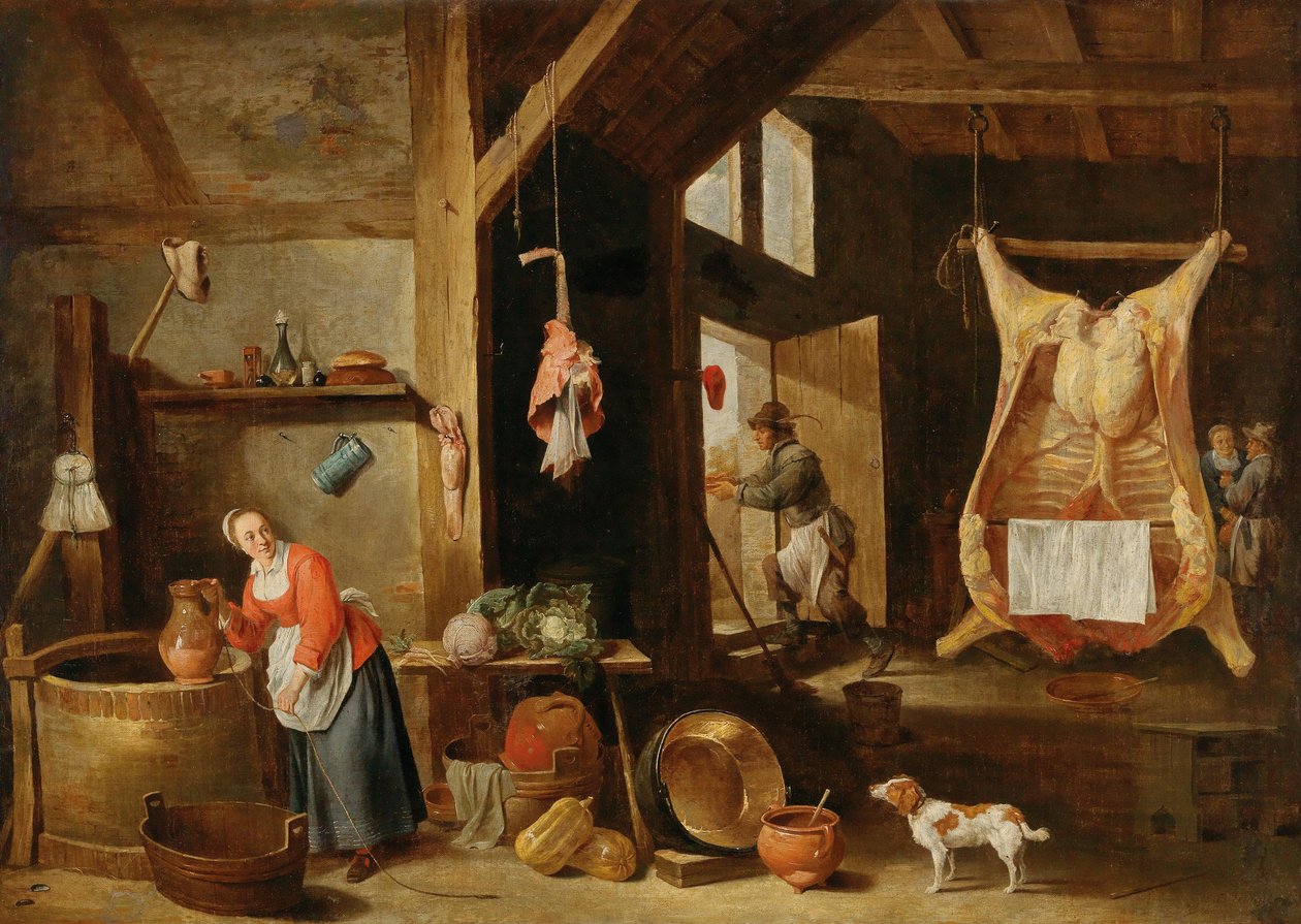 Interiér řeznictví od David Teniers the Younger