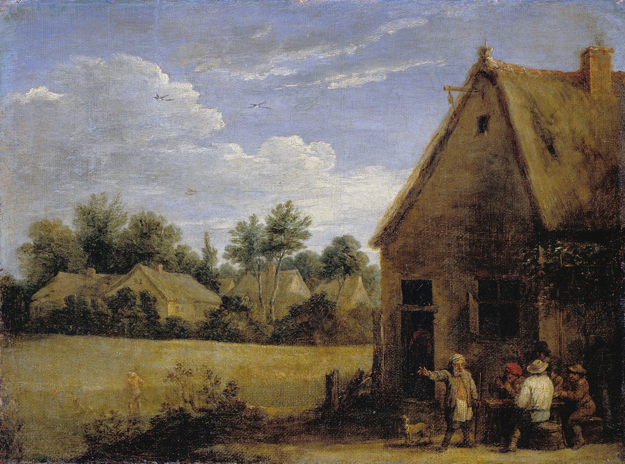 Chata s rolníky hrající karty od David Teniers the Younger