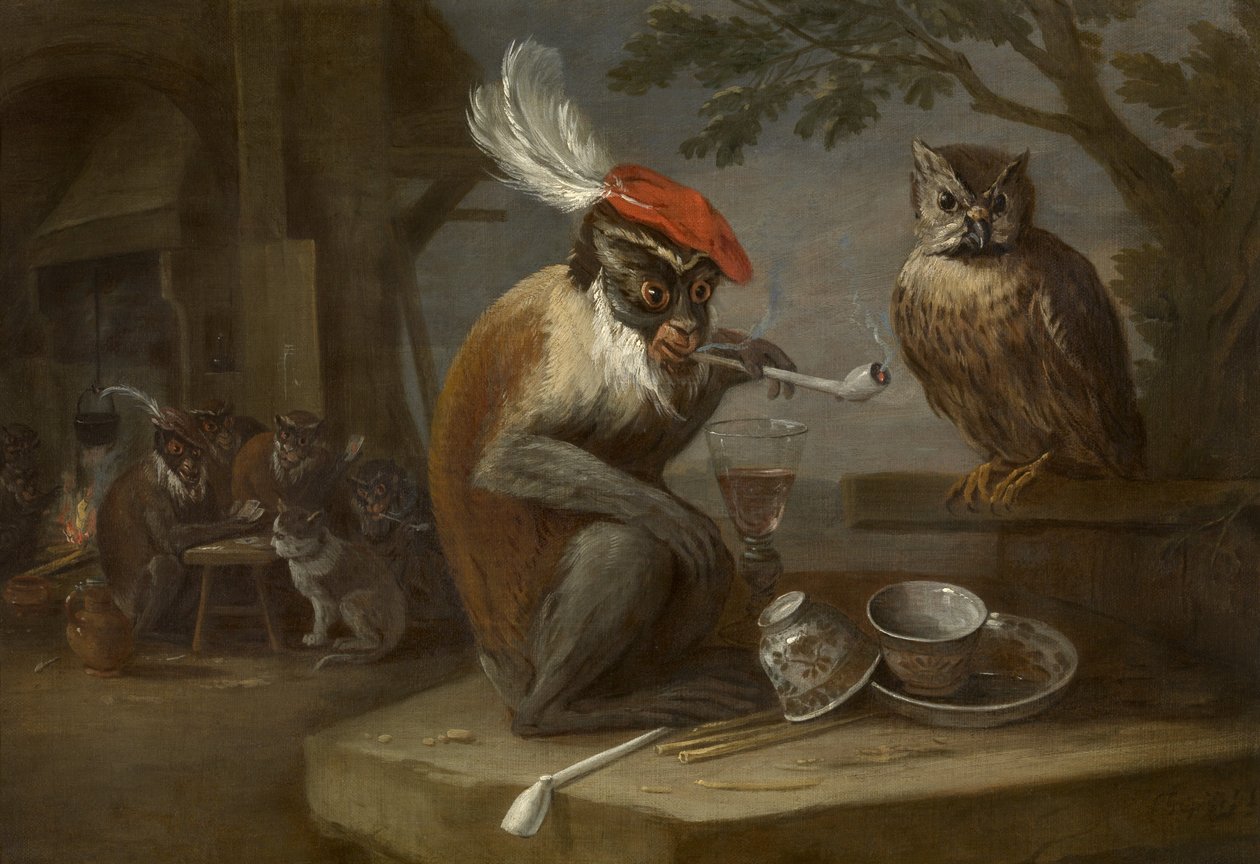 Opičí trik od David Teniers the Younger