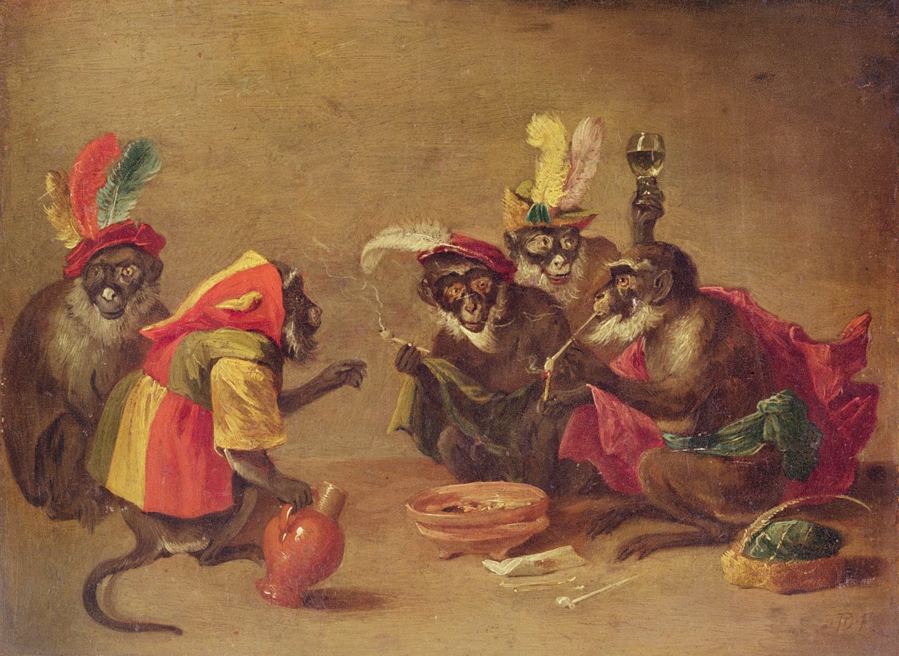 Opice kouří a pijí od David Teniers the Younger