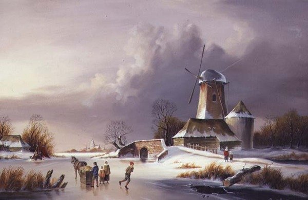 Nizozemská krajina zamrzlé řeky od David Beatty