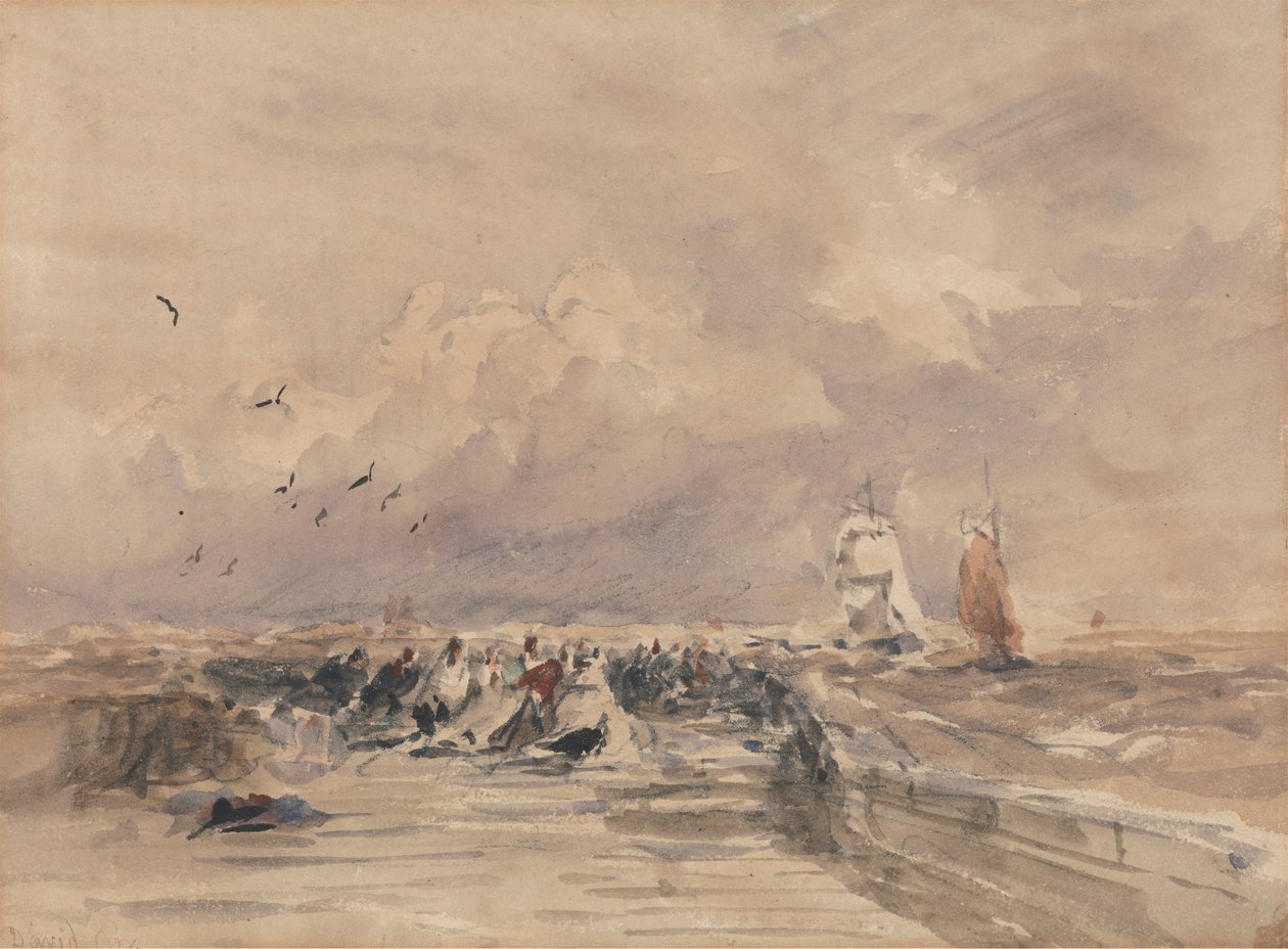 Dieppe Pier, Stiff Breeze od David Cox