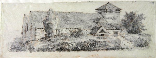 Llanfair Church, Severní Wales, kolem roku 1813 od David Cox
