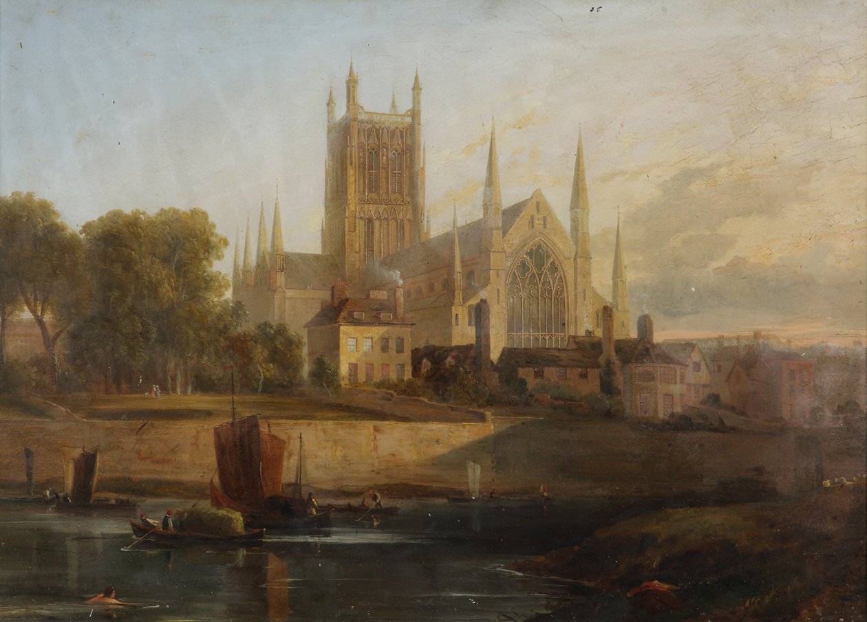 Worcesterská katedrála, řeka Severn od David Cox