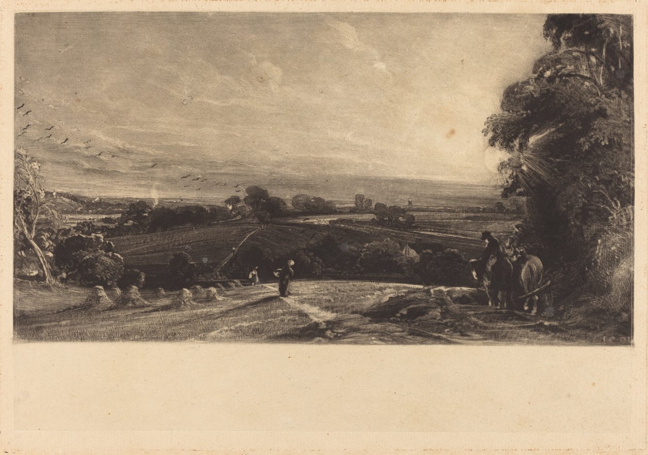 Podzimní západ slunce od David Lucas after John Constable