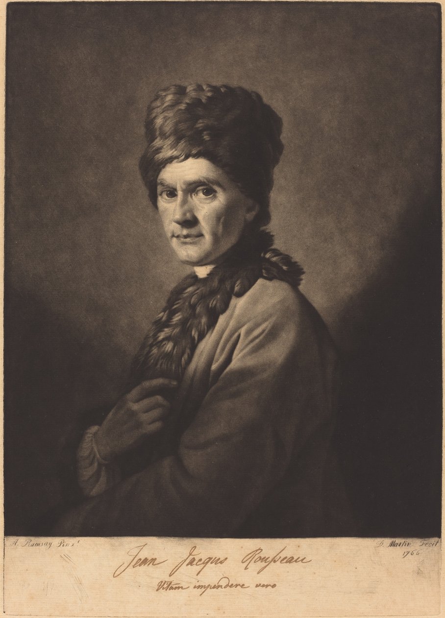 Jean-Jacques Rousseau od David Martin after Allan Ramsay