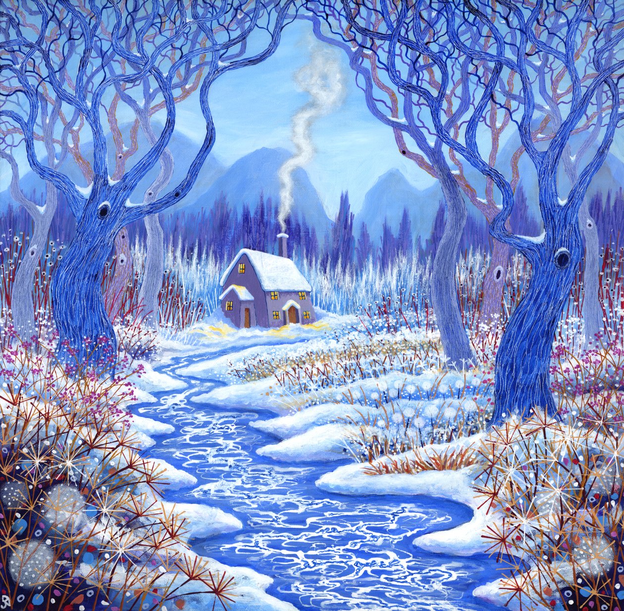 Winterberries, 2017 (akryl na plátně) od David Newton
