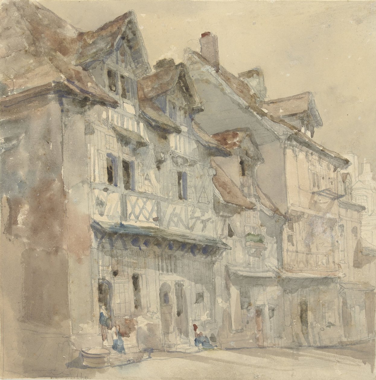 Domy v Dieppe od David Roberts (attributed to)