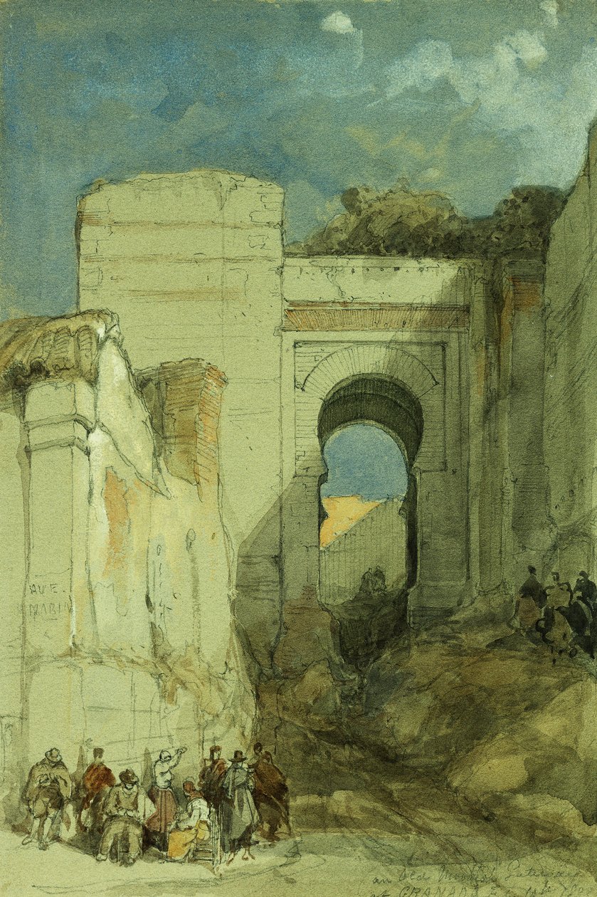 Stará maurská brána, Granada, 1883 od David Roberts