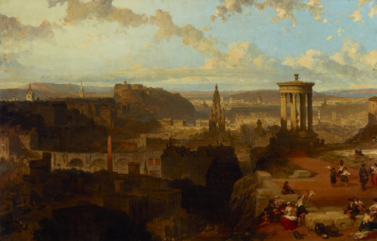 Edinburgh z kopce Calton Hill od David Roberts