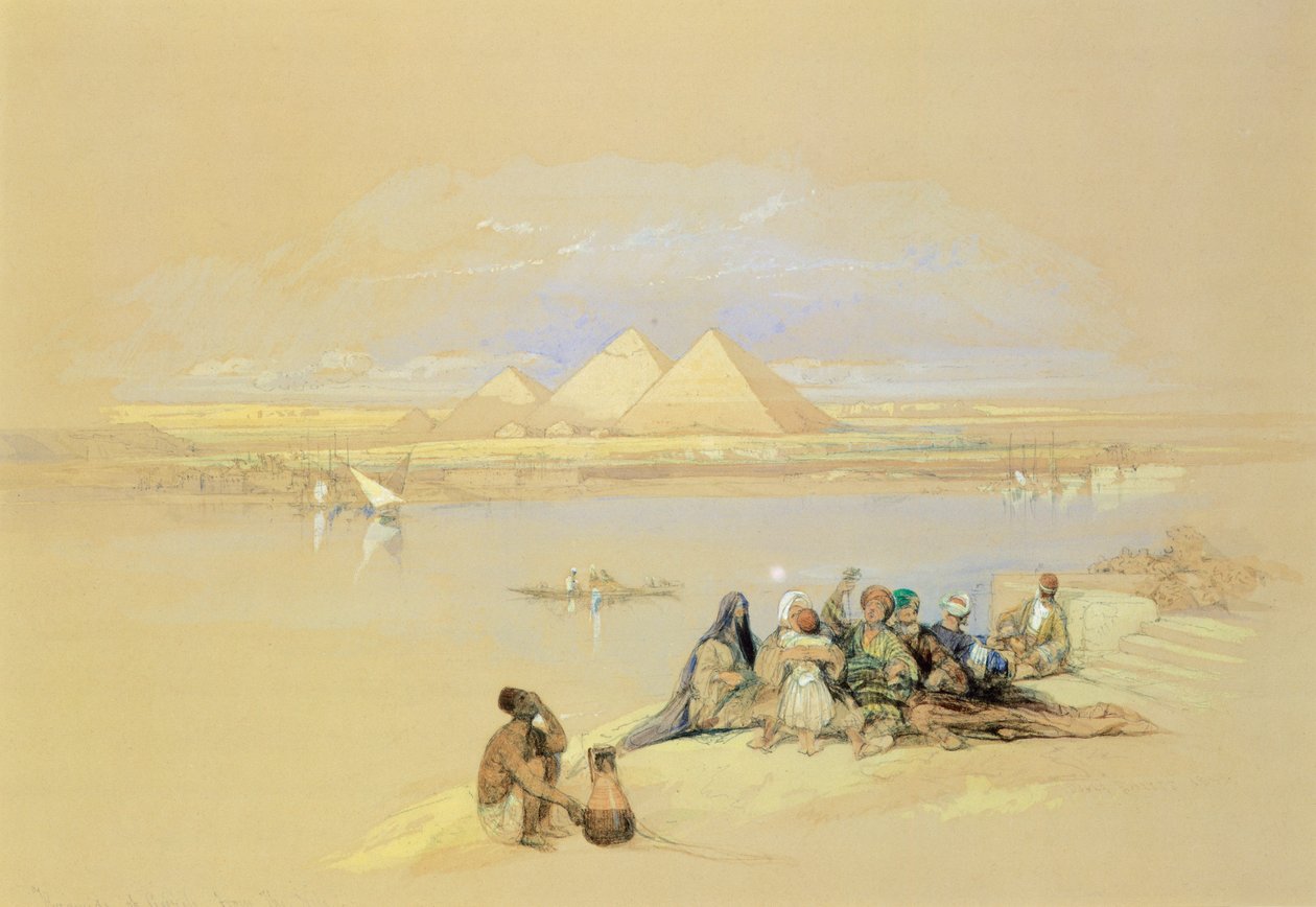 Egypt, Gíza, pyramidy, David Roberts od David Roberts