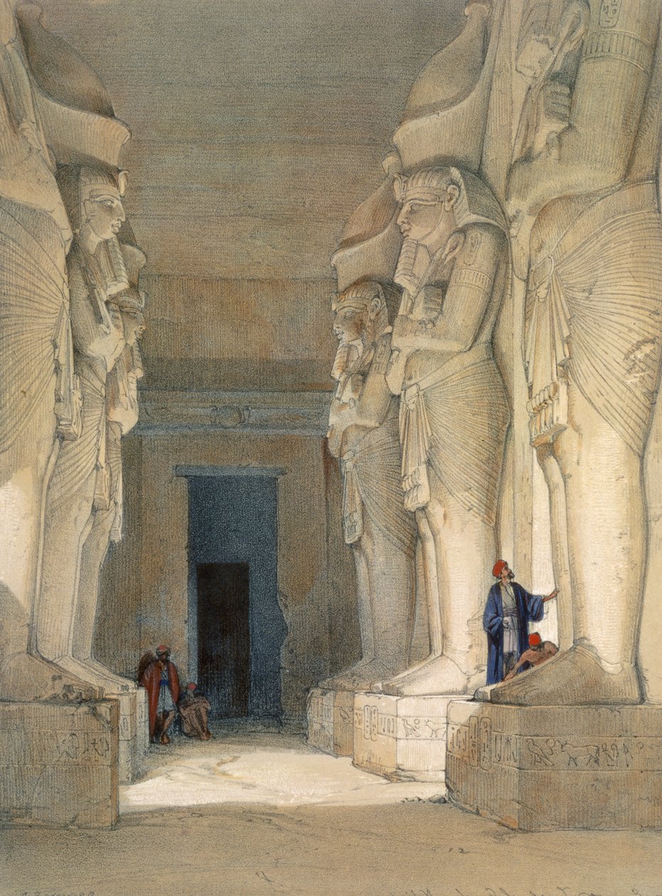 Vykopaný chrám Gyrshe, Núbie, 19. století od David Roberts