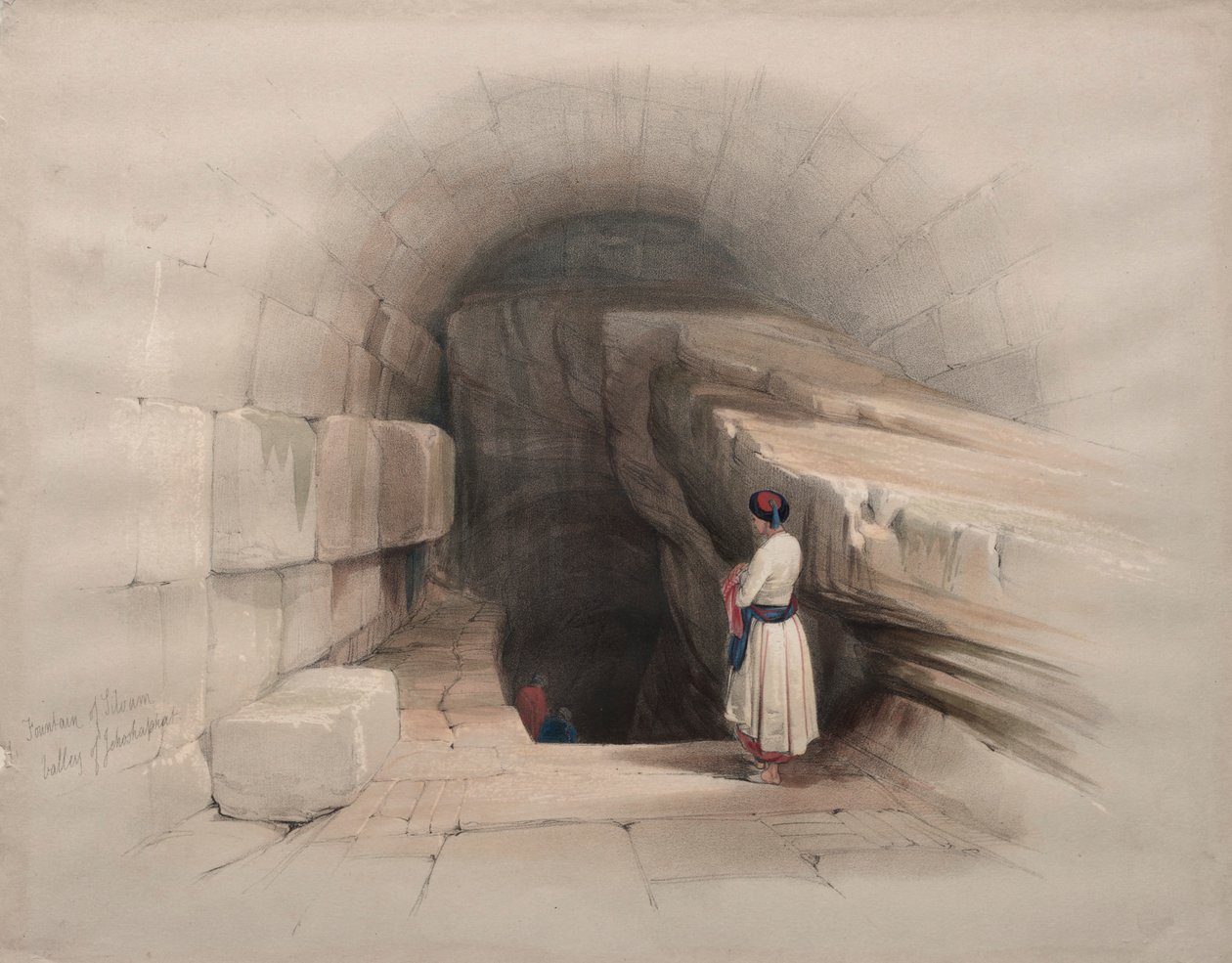 Fontána Siloam, údolí Joshaphat, 1839. od David Roberts