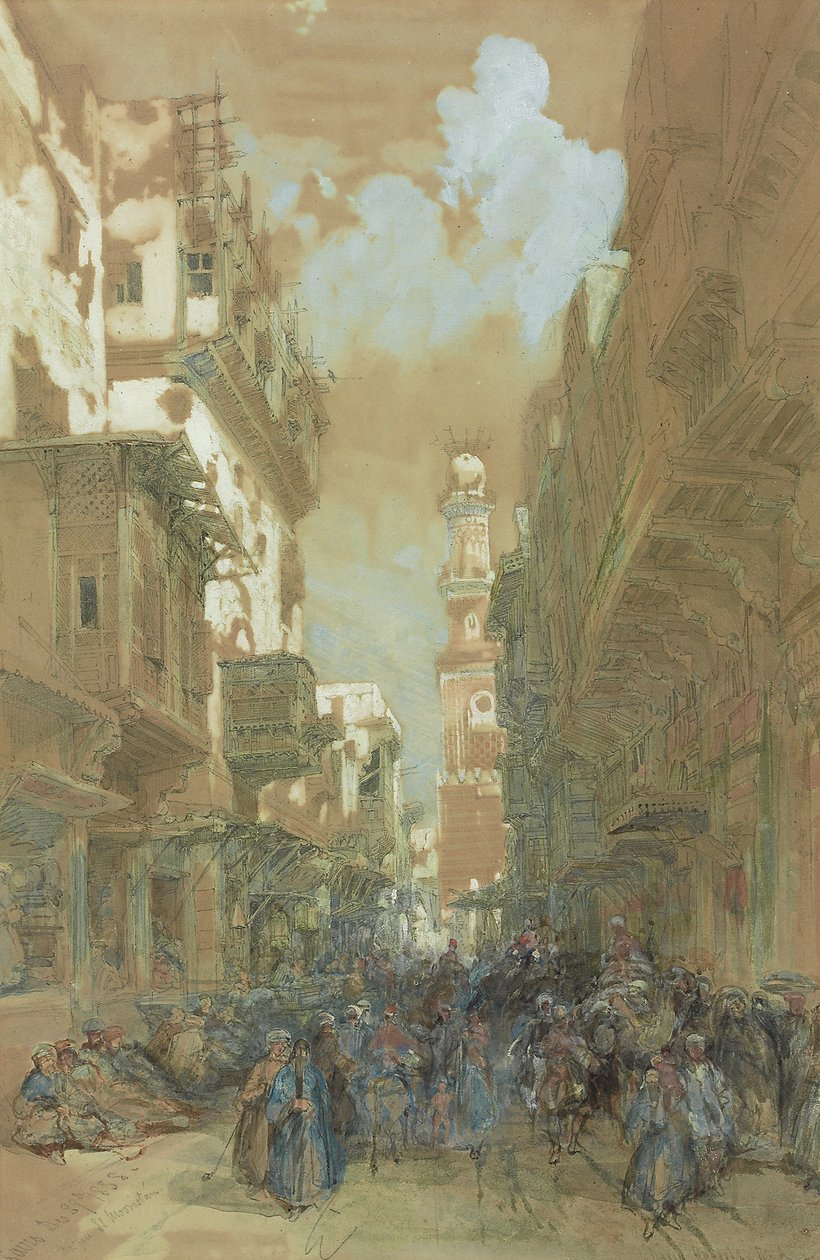 Mešita El Mooristan, Káhira, Egypt, 1838 od David Roberts
