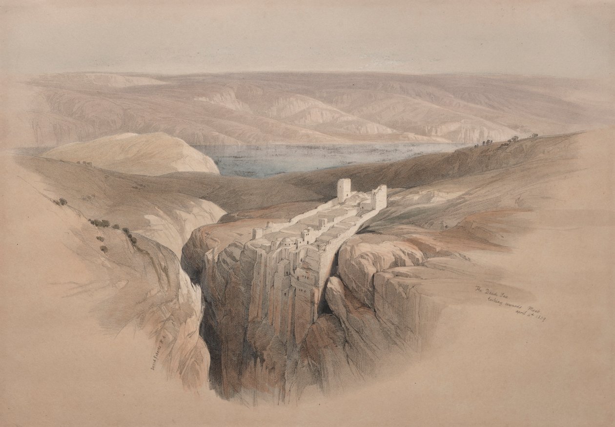 Mrtvé moře při pohledu na Moab, 1839. od David Roberts